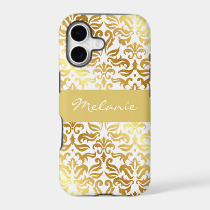 Elegant Gold Damask Monogram iPhone Case