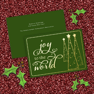 Elegant Gold Dark Green Joy to the World Business