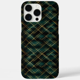 Elegant Gold & Dark Green Tartan Plaid Christmas iPhone 16 Pro Max Case