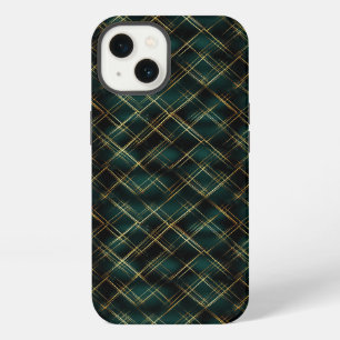 Elegant Gold & Dark Green Tartan Plaid Christmas iPhone 13 Case