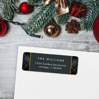 Elegant Gold & Dark Green Tartan Return Address