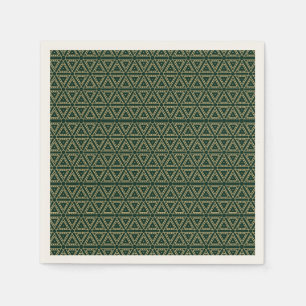 Elegant gold dark pine green geometric pattern napkin