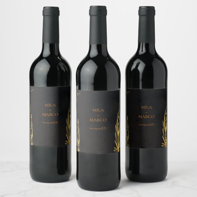 Elegant Gold Deco  Wine Label (Bottles)