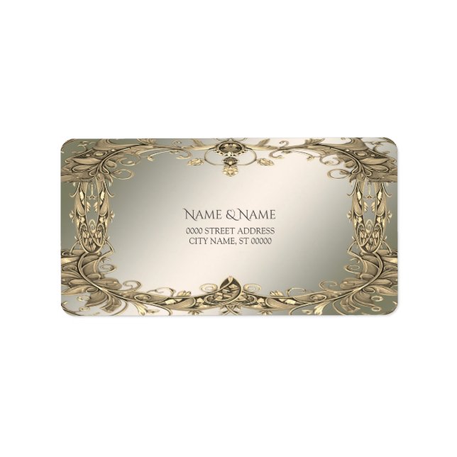 Elegant Gold Decorative Address Label (Front)