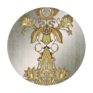 Elegant Gold Decorative Floral Cutting Board