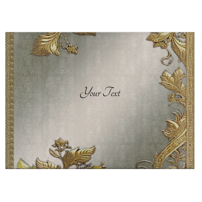 Elegant Gold Decorative Floral Cutting Board (Front)