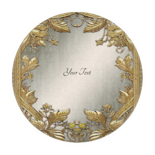 Elegant Gold Decorative Floral Cutting Board
