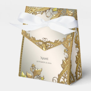 Elegant Gold Decorative Floral Favour Box