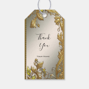 Elegant Gold Decorative Floral Gift Tag