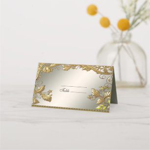 Elegant Gold Decorative Floral Place Card
