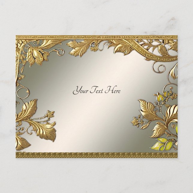 Elegant Gold Decorative Floral Postcard (Front)