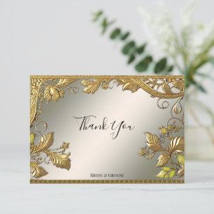 Elegant Gold Decorative Floral Thank You Card