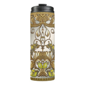 Elegant Gold Decorative Floral Thermal Tumbler