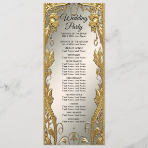 Elegant Gold Decorative Floral Wedding Program Programme