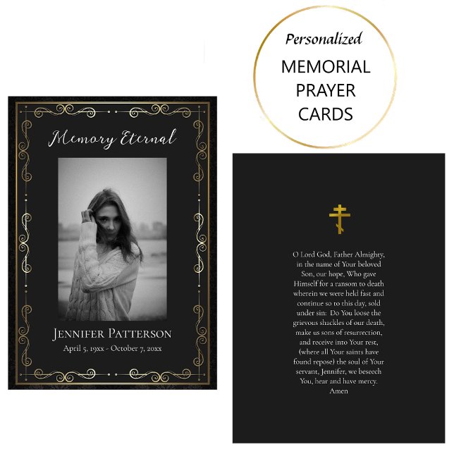 Elegant Gold Decorative Funeral Prayer Card        (Creator Uploaded)