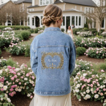 Elegant Gold Decorative The Bride Denim Jacket
