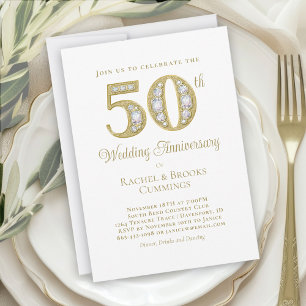 Elegant Gold Diamond 50th Wedding Anniversary  Holiday Card