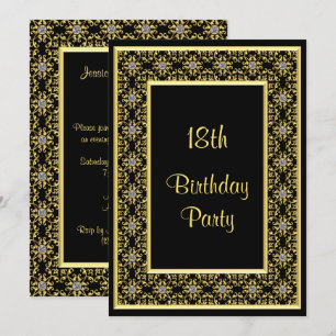 Elegant Gold, Diamond Gem's 18th Birthday Invitation