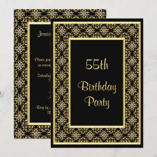 Elegant Gold, Diamond Gem's 55th Birthday Invitation