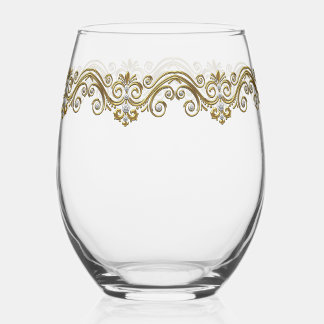 Elegant Gold Diamond Stemless Wine Glass
