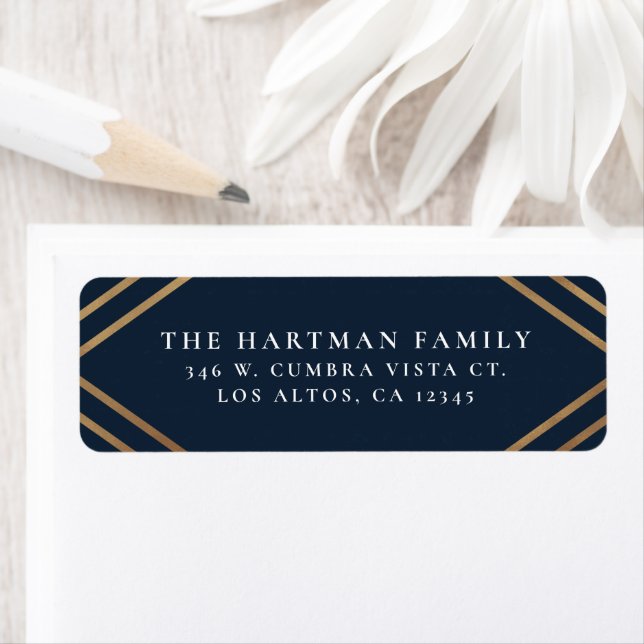 Elegant Gold Diamond Stripes | Navy Blue Return (Insitu)