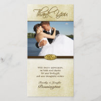 Elegant gold diamond wedding thank you photocard