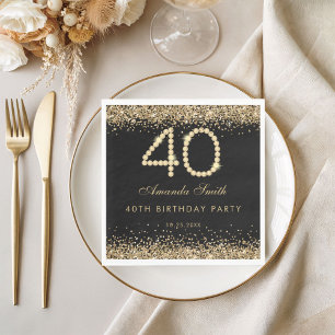 Elegant Gold Diamonds 40th Birthday Party  Napkin