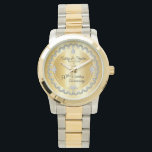 Elegant Gold Diamonds 50th Wedding Anniversary  Watch<br><div class="desc">Opulent elegance frames this wedding anniversary design in a unique scalloped diamond design with centre teardrop diamond with faux added sparkles on a gold-tone gradient. Please note that all embellishments are printed and are only made to appear as real as possible in a flat, printed design. This includes any metallic...</div>