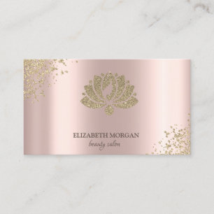 Elegant Gold Diamonds Lotus Rose Gold Beauty Salon Business Card