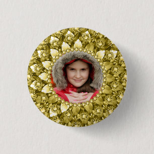 Elegant Gold Diamonds Print Photo Frame 3 Cm Round Badge