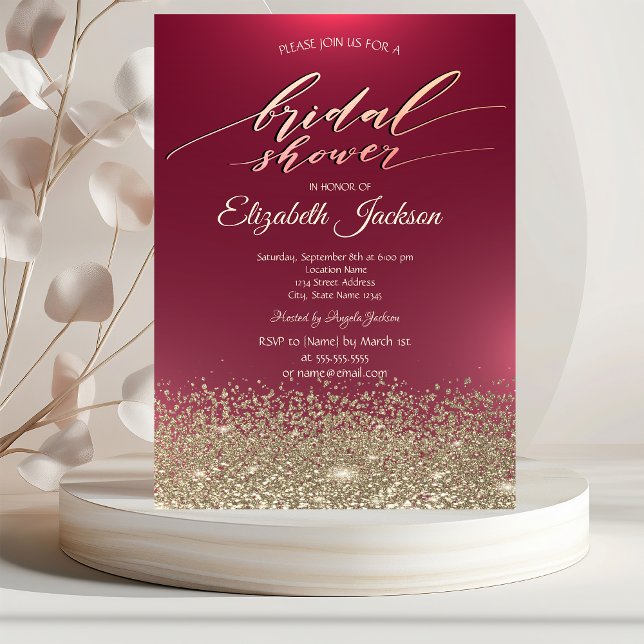 Elegant Gold Diamonds Red  Bridal Shower Invitation (Creator Uploaded)