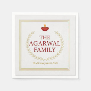 Elegant Gold Diya Mandala Happy Diwali Festival Pa Napkin
