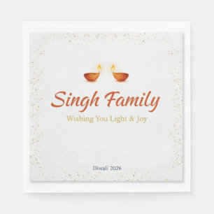 Elegant Gold Diya Mandala Happy Diwali Festival Pa Napkin