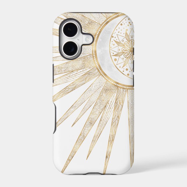 Elegant Gold Doodles Sun Moon Mandala Design (Back)