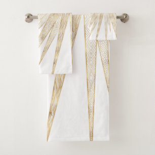 Elegant Gold Doodles Sun Moon Mandala Design Bath Towel Set