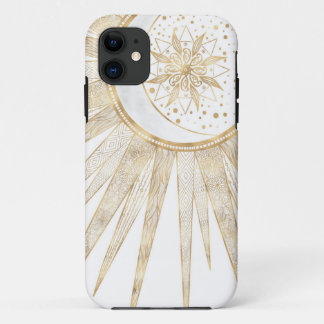 Elegant Gold Doodles Sun Moon Mandala Design Case-Mate iPhone Case