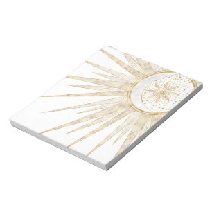 Elegant Gold Doodles Sun Moon Mandala Design Notepad
