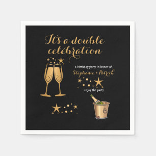 Elegant Gold Double Celebration Joint Birthday Napkin