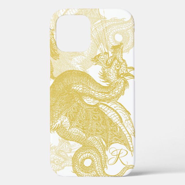 Elegant Gold Dragon Monogram Case-Mate iPhone Case (Back)