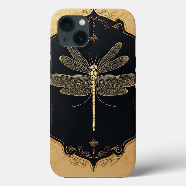 Elegant Gold Dragonfly Illustration Case-Mate iPhone Case (Back)