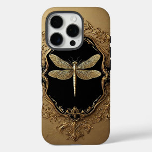 Elegant Gold Dragonfly Illustration iPhone 16 Pro Case