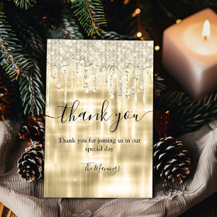 Elegant gold dripping glitter thank you  card