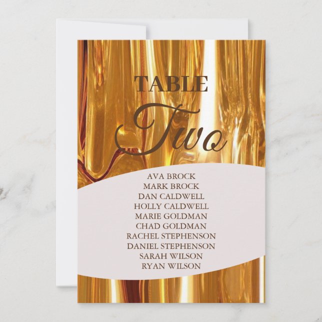 Elegant Gold Drippings Table 2 Two Seating Chart Invitation (Front)