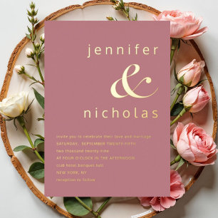 Elegant Gold Dusty Rose  Ampersand Wedding 