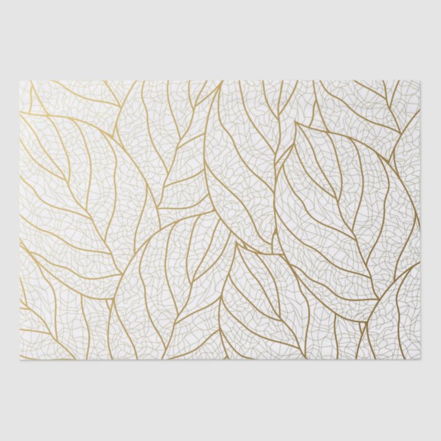 Elegant gold earthy leaf delight tissue paper (Front)