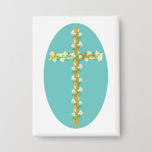 Elegant Gold Easter Cross with White Lilies
