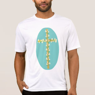 Elegant Gold Easter Cross with White Lilies T-Shirt