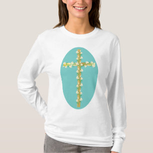 Elegant Gold Easter Cross with White Lilies T-Shirt