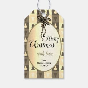 Elegant Gold Effect Christmas Symbols Personalised Gift Tags
