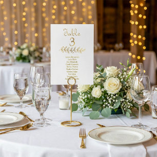 Elegant Gold effect Table Number 3 Seating Chart